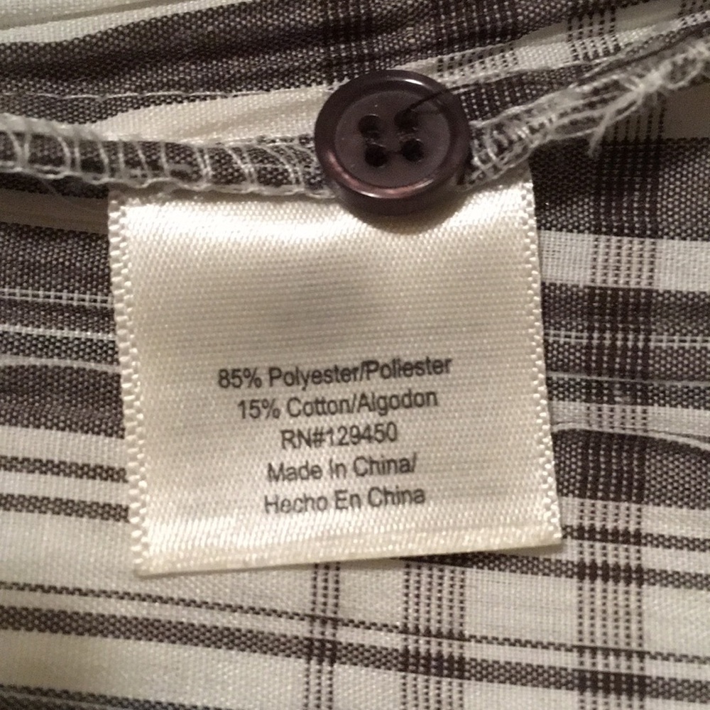 SJB Button down blouse brown and off white 1X - Picture 5 of 6